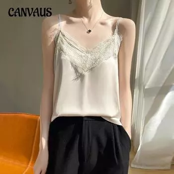 Шелковый камзол для женщин, жилет, летние тонкие топы с v-образным вырезом и короткими темпераментными внутренними топами S