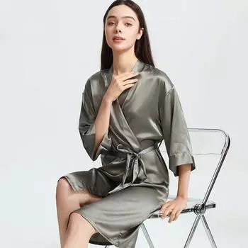 Шелковый кардиган Mulberry, ночная рубашка, женская длинная пижама, домашняя одежда, сексуальный шелковый халат Ханчжоу S