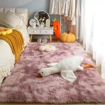 Шелковый ковер для спальни, утолщенный прикроватный коврик, плюшевый, устойчивый к грязи, большой, полный напольный коврик 40 * 60cm бежевый