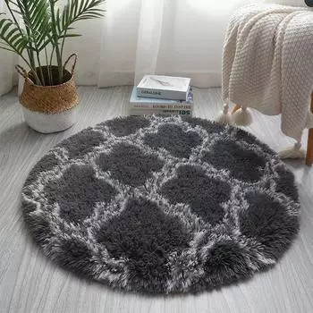 Шелковый ковер I Гостиная Грязеустойчивый Простой в уходе Журнальный столик Коврик Для Дома Спальня Круглые Нескользящие Ковры 40 * 40cm