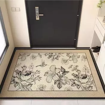 Шелковый круглый коврик для пола, ковер для ног, входная дверь, крыльцо, бытовая почва, противоскользящий коврик 40 * 60cm-silk ring