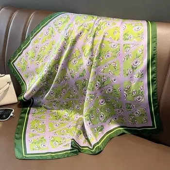 Шелковый квадратный шарф женский шейный платок женский дулар модные повязки для волос лента женская повязка на голову аксессуары цветочная бандана 70x70cm