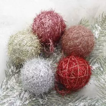 Шелковый пенопластовый блестящий шарик из волокна Яркий шелковый пенопластовый шарик для обмотки Рождественский декоративный шар для вечеринки красный