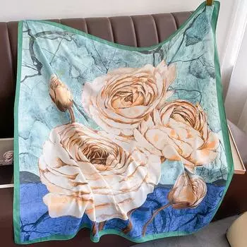 Шелковый платок для сна, квадратный шелковый шарф, большой 35 x 35 шелковый платок для волос для женщин, легкий 90*90cm