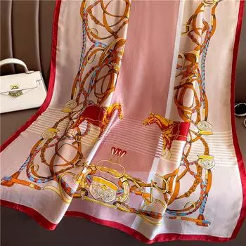 Шелковый платок повязка на голову женская бандана шейные платки тренд новый дизайнерский хиджаб фуляр шарф шаль 180*90 см мягкий защита от солнца обертывание 180x90cm