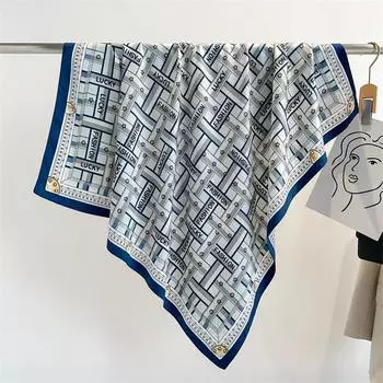 Шелковый платок в елочку Женский 90X90см Квадратный платок Галстук на шею Сумка Женская мода Шейный платок Повязка на голову Повязка на голову Защита от солнца Шаль 90X90cm