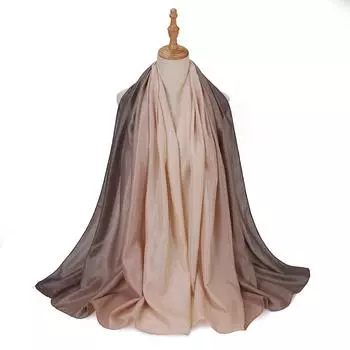 Шелковый Почувствуйте Постепенное Изменение Цвета Модный Хиджаб Платок Индонезийский Малайский Серебряный Платок 90*180CM