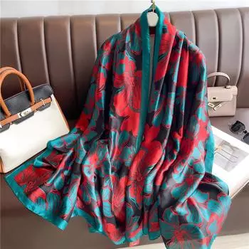 Шелковый шарф для женщин 180x90 см, дизайн, большая шаль, женский хиджаб, повязка на голову, платок, пляжные палантины, бандана бежевый