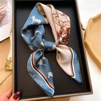 Шелковый шарф для женщин, роскошный хиджаб, повязки для волос, квадратный шейный платок, женский атласный платок, лента, повязка на голову, модные обертывания, бандана бежевый