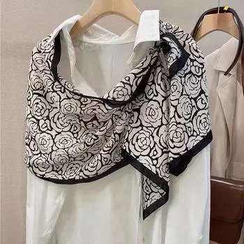 Шелковый шарф из шелка тутового шелкопряда, простой и элегантный бамбуковый шелк с водяными чернилами, шарф, женский креповый шарф, шаль белый