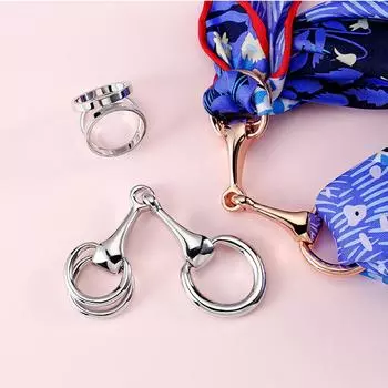 Шелковый шарф круглый металлический конский трензель женские украшения платок пряжка шарф пряжка шаль кольцо зажим для шарфа серебряный