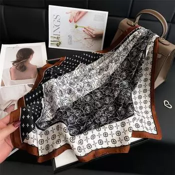 Шелковый шарф, квадратный шарф 70 см, розовый цвет, имитация шелка, цветной шарф в иностранном стиле, универсальный шелковый шарф для женщин 70 * 70Cm (1-3cm error)