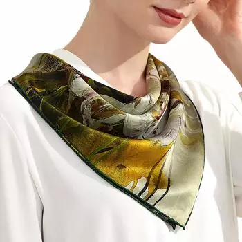 Шелковый шарф-палантин 5A класса шелковая отделка большой размер 64 x 64 см атласная ткань квадратный шелковый подарочный пакет весна лето осень зима лента с цветочным узором красный УФ