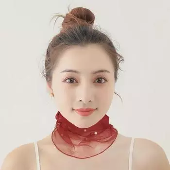 Шелковый шарф с бисером: Дышащая летняя защита от солнца для детей 36CM розы красного