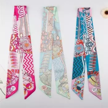 Шелковый шарф сумка ручка длинная тонкая лента ободок для волос серпантин подарочная коробка сувенир