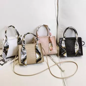 Шелковый шарф сумка женская сумка женская ромбовидная цепочка крокодиловый узор косая сумка хаки