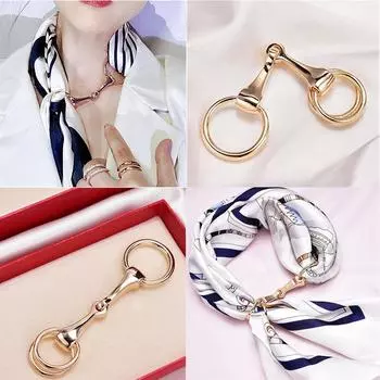 Шелковый шарф, украшения для суставов лошади, очаровательная ретро, винтажная, модная свадебная брошь, модная пряжка, зажимы для шарфа, 1 шт., женские украшения 10.8x3x2.6cm золотой