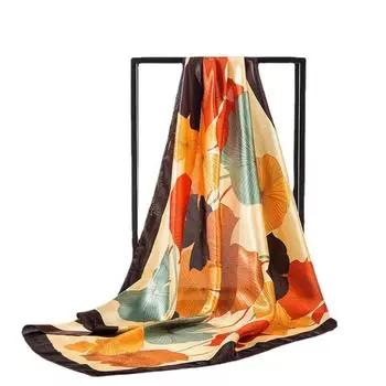 Шелковый шарф, универсальный оттенок для весны и лета, квадратный шарф 90 см, шаль для защиты от солнца, универсальный женский шелковый шарф, декоративный подарочный шарф 80-100cm жёлтый