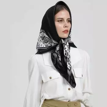 Шелковый шарф, универсальный оттенок для весны и лета, квадратный шарф 90 см, шаль для защиты от солнца, универсальный женский шелковый шарф, декоративный подарочный шарф 90*90cm