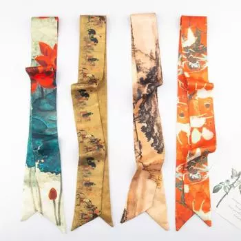 Шелковый шарф в древнекитайском стиле, каллиграфия и живопись, ханьфу, ретро-лента для рисования тушью, завязанная сумочка, длинная повязка для волос, украшение