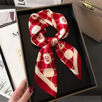 Шелковый шарф женский шарф тонкий квадратный шарф 70 см камелия круг модный шарф декоративный ремешок сумка 70 * 70cm (1-3cm error)