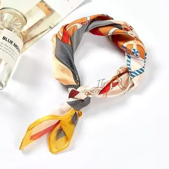 Шелковый шарф женский универсальный винтажный шелковый атласный шарф с принтом Карьерный шарф квадратный шарф шелковый шарф 53*53