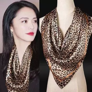 Шелковый шейный ремешок, модные шали, бандана, платки на голову, женский квадратный платок, шарфы-хиджабы 90 см 90x90cm бежевый