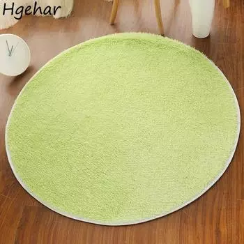 Шелковый шерстяной круглый ковер для гостиной, спальни, прикроватный коврик, нежный, удобный, простой, повседневный, теплый, разные цвета, эстетичный Diameter 40cm зелёный