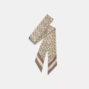 Шелковый узкий шарф с принтом Coach Signature