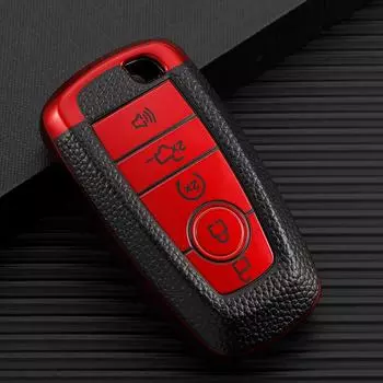 Shell For Ford Explorer Mustang Fusion Escape F150 F250 F350 F450 F550 Ford Raptor 5Buttons Soft TPU Leather Car Key Case Cover
