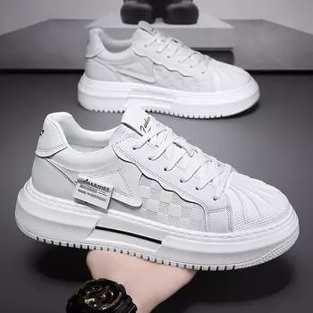 Shell head white shoes men s inner height increase spring new personalized fashion sports and leisure trendy shoes versatile thick baseplate shoes 39