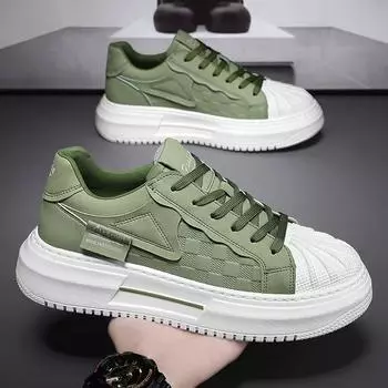 Shell head white shoes men s inner height increase spring new personalized fashion sports and leisure trendy shoes versatile thick baseplate shoes 39