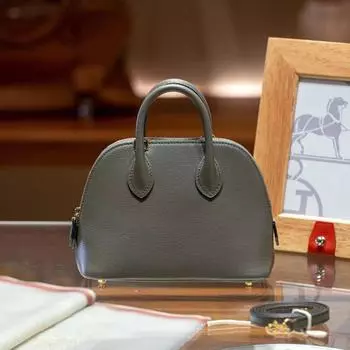 Shell Leather Crossbody Small Bag, Fashionable Bowling Bag, Versatile Handbag