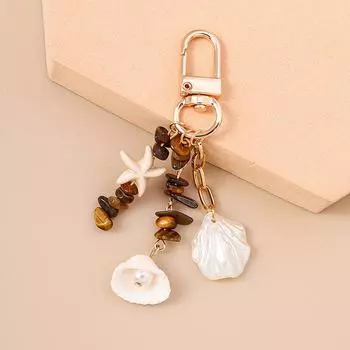 Shell Pearl Heart Keychain Heart Charm Pendant Keyring Jewelry For Girl Women Gift Bag Decoration