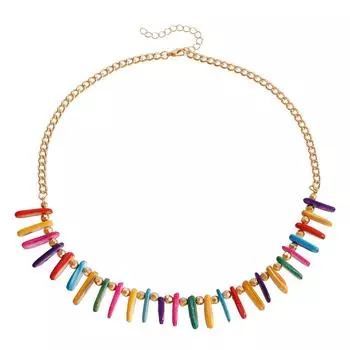Shell Summer Beach Irregular Colored Shattered Shell Necklace Women S Handmade Beaded Collarbone Chain золотой