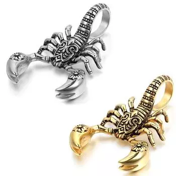 Shellhard Men Retro Hip Hop Jewelry Scorpion Vintage Cuestion Cabbage для мужчин Punk Rock Gift Персонализированные аксессуары серебряный