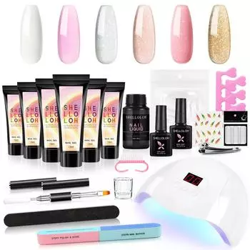 10 мл быстро наращиваемый полигель для наращивания ногтей, прозрачные телесные цвета, нужна лампа для сушки ногтей, наборы для ногтей для дизайна ногтей, набор базового верхнего покрытия