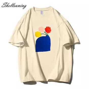 Shellsuning Harajuku графические футболки женские летние повседневные футболки с короткими рукавами с художественным принтом женские модные уличные топы из 100% хлопка M жёлтый