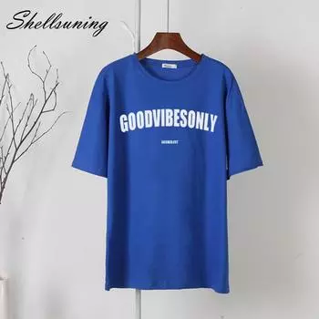 Shellsuning Хлопковые футболки с рисунком для женщин, корейские свободные женские топы с короткими рукавами, лето 2023, повседневные мягкие уличные футболки M жёлтый