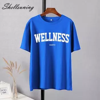 Shellsuning летние повседневные мягкие футболки с круглым вырезом и короткими рукавами женские корейские свободные хлопковые базовые топы простые уличные футболки женские M