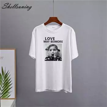 Shellsuning милые женские футболки с принтом для девочек, новые летние модные винтажные футболки с круглым вырезом и рисунком, женские повседневные простые хлопковые готические топы M жёлтый