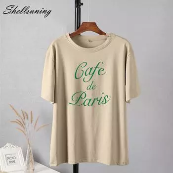 Shellsuning модные футболки с буквенным принтом для женщин, большие футболки из 100% хлопка, уличная одежда, топ для девочек, корейские простые готические мягкие топы M жёлтый