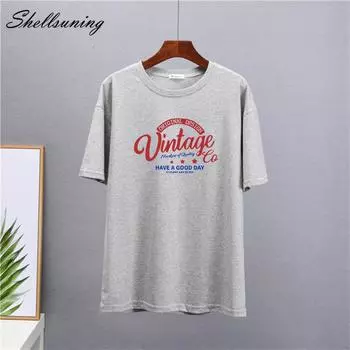 Shellsuning модные свободные футболки женские летние новые повседневные футболки с круглым вырезом и коротким рукавом с надписями женские простые базовые напечатанные белые топы M жёлтый