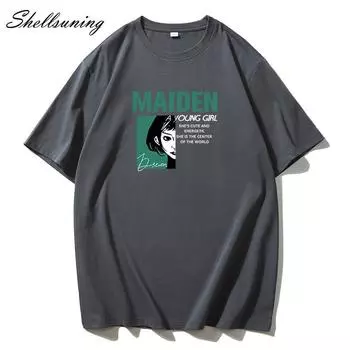 Shellsuning модные женские футболки с мультяшным принтом, летние повседневные базовые футболки из 100% хлопка с короткими рукавами, женские корейские универсальные топы для пар в стиле Харадзюку M жёлтый