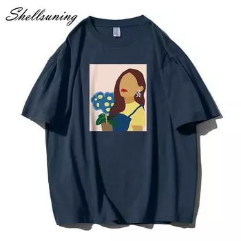 Shellsuning Oversize-футболка в стиле Харадзюку из 100% хлопка для женщин, летние модные простые мягкие футболки с короткими рукавами, женские базовые готические топы M жёлтый