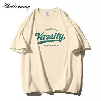 Shellsuning повседневные свободные футболки с принтом женские летние модные хлопковые футболки с буквенным принтом женские простые базовые топы с короткими рукавами M жёлтый