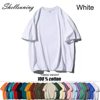 Shellsuning повседневные свободные хлопковые футболки мужские летние большие футболки с круглым вырезом и короткими рукавами мужские модные уличные базовые топы женские S светло-фиолетовый