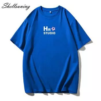 Shellsuning, повседневный мягкий топ в стиле Харадзюку, большие простые футболки с буквенным принтом, уличная одежда, базовые футболки, одежда для пар, винтажные топы в стиле Харадзюку M жёлтый