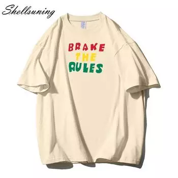 Shellsuning, простые футболки с буквенным принтом, женские повседневные футболки из 100% хлопка с круглым вырезом, мягкие футболки с рисунком, летние базовые топы большого размера с короткими рукавами M жёлтый
