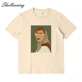 Shellsuning свободные футболки с принтом забавных персонажей женские летние хлопковые топы с короткими рукавами повседневные уличные футболки с круглым вырезом новые M жёлтый